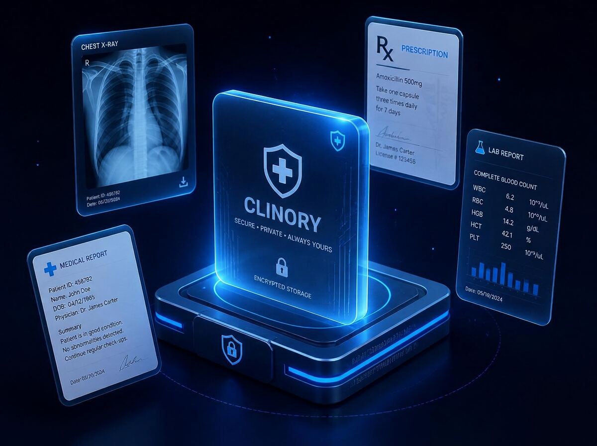 Encrypted digital vault holding medical documents